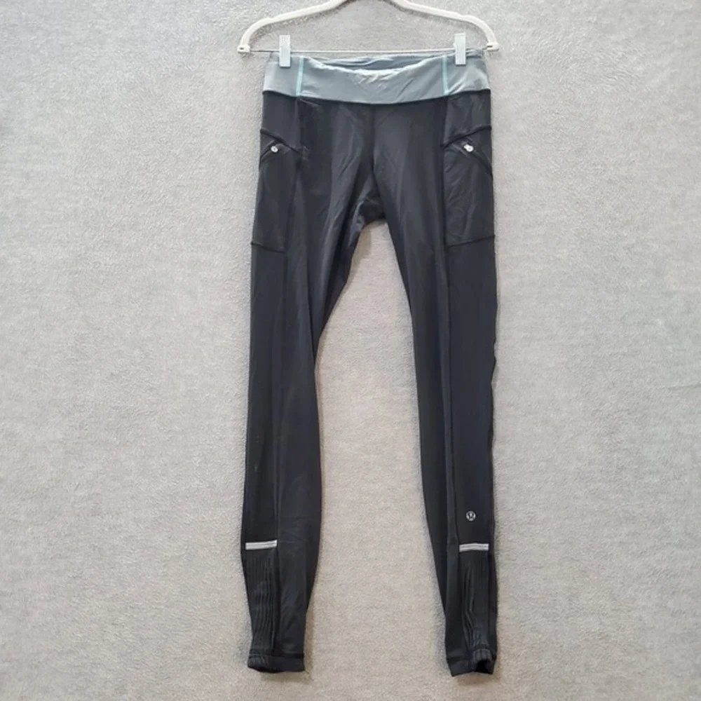 Lululemon Women Activewear Pants 8 Black Leggings Pockets Mid Rise 30 in‎ Inseam